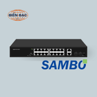 Switch PoE Hàn Quốc Sambo SSW1604G-300 | 16 PoE Gigabit, 2 SFP
